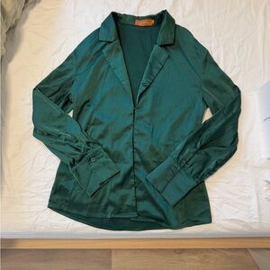 Elegant Green Satin Blouse
